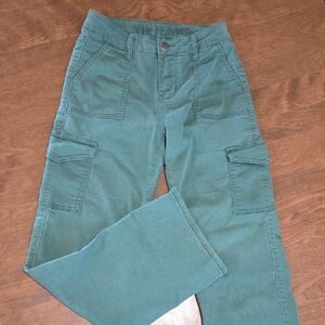 Vip Jeans Green Cargo Pants Women's  Size 3/4 Straight Leg Stretch Casual